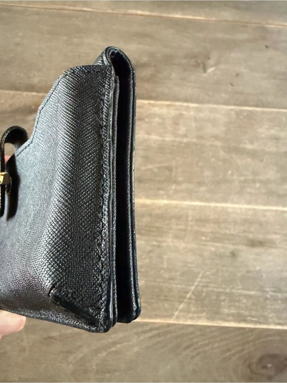 Kate Spade Black Saffiano Card Holder Wallet with Gold Logo